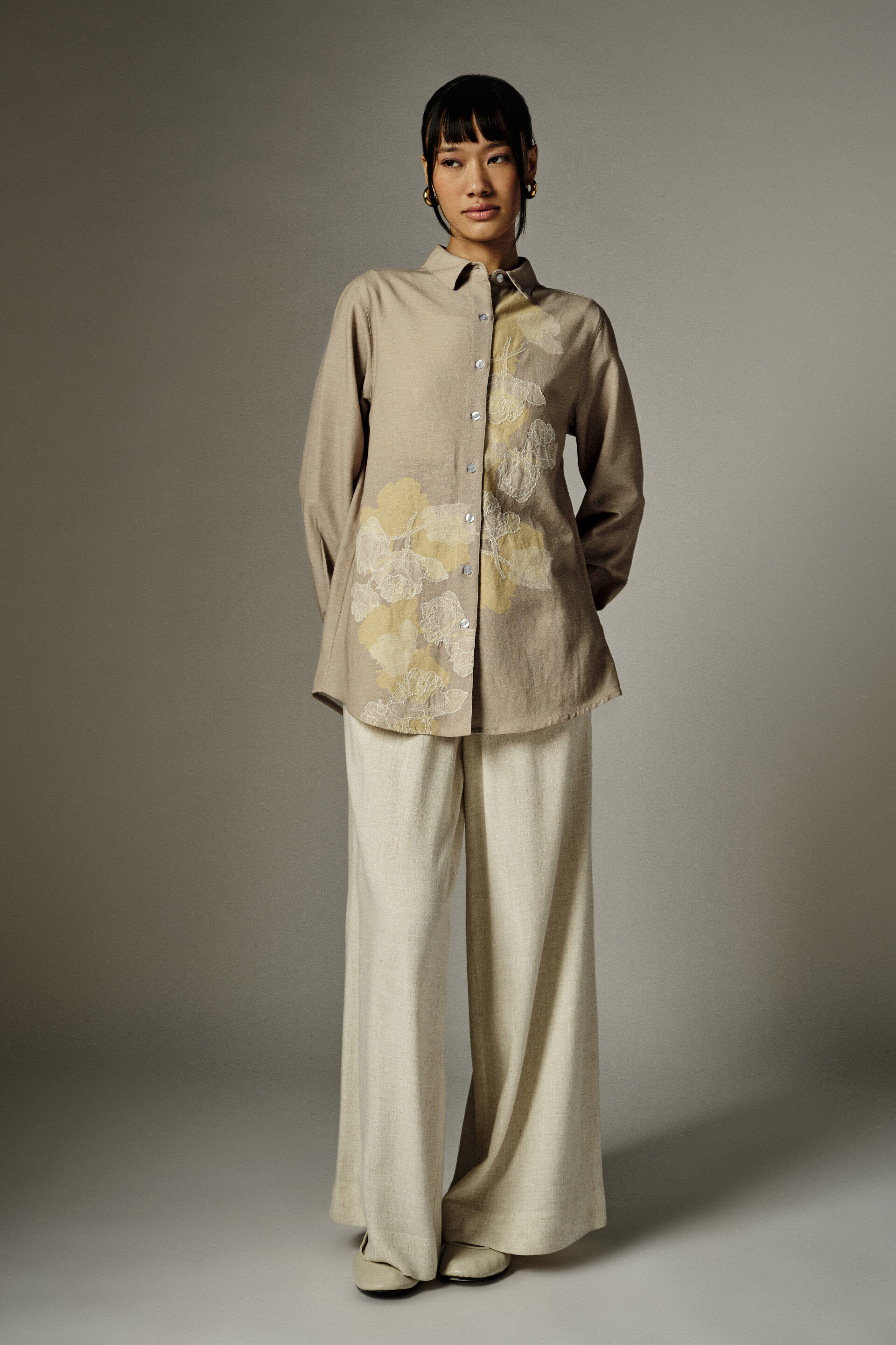Nathalie Beige Embroidered Shirt, Beige, image 5